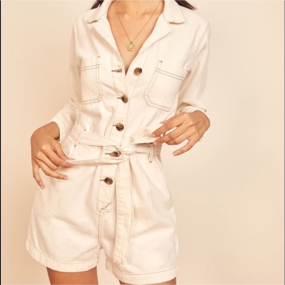 REFORMATION Sofia Jumpsuit in Ivory - Picture 2 of 6